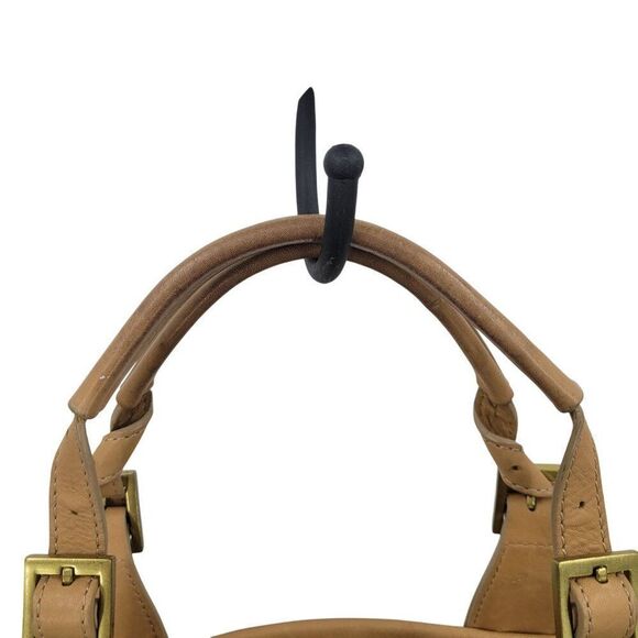 Stone Mountain Tan Genuine Leather Double Top Handle Handbag Buckle Neutral Boho - Picture 4 of 14